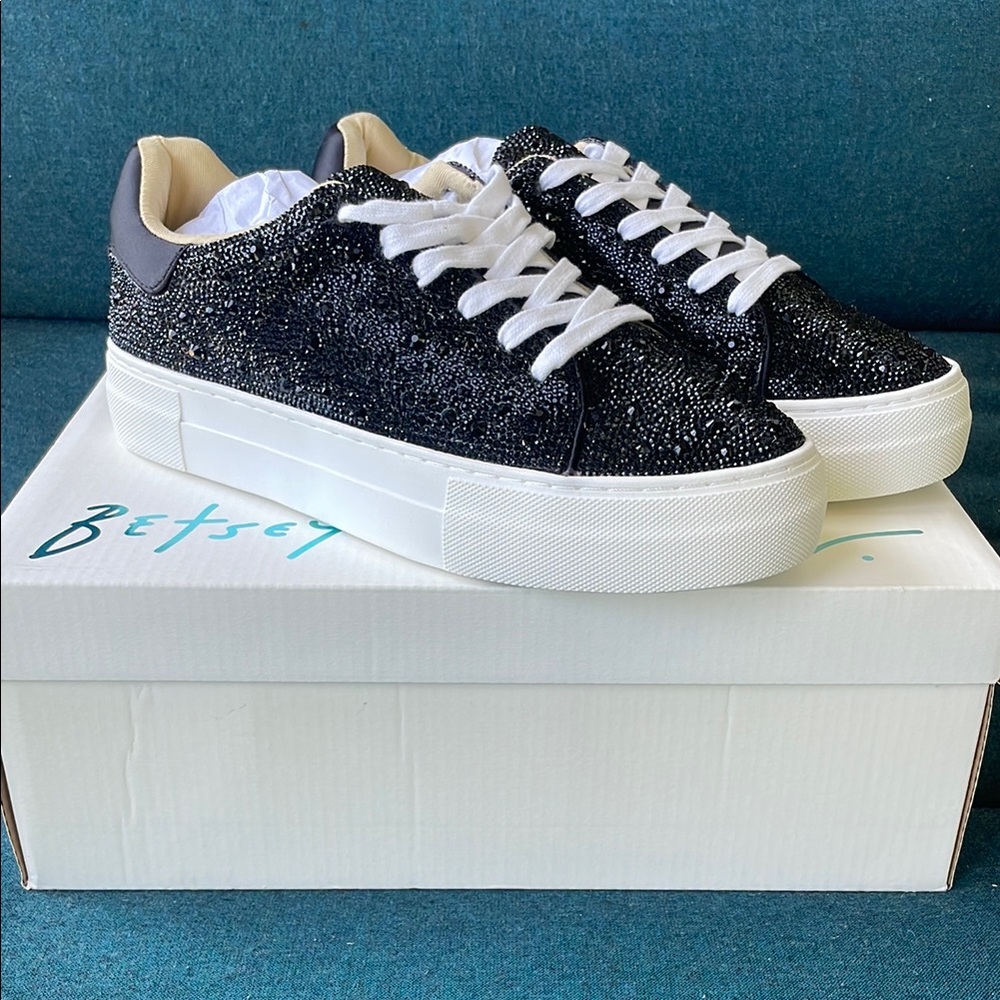 Betsey Johnson Rhinestone Black Sneakers - Size 9